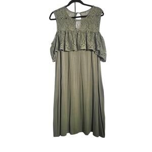 Lane Bryant Dress Womens Size 14 16 Sage Green Maxi Sleeveless Lace Keyhole Boho